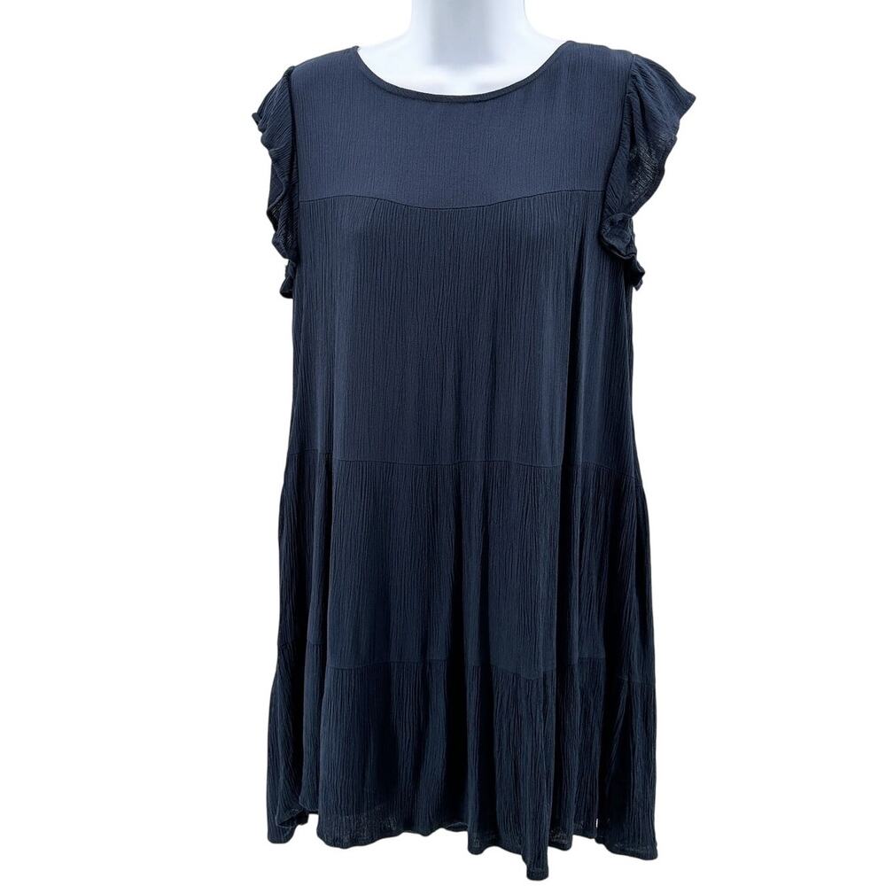 Altar'd State Tiered Babydoll Dress WMNS SZ S Navya Blue Crinkled Rayon Summer